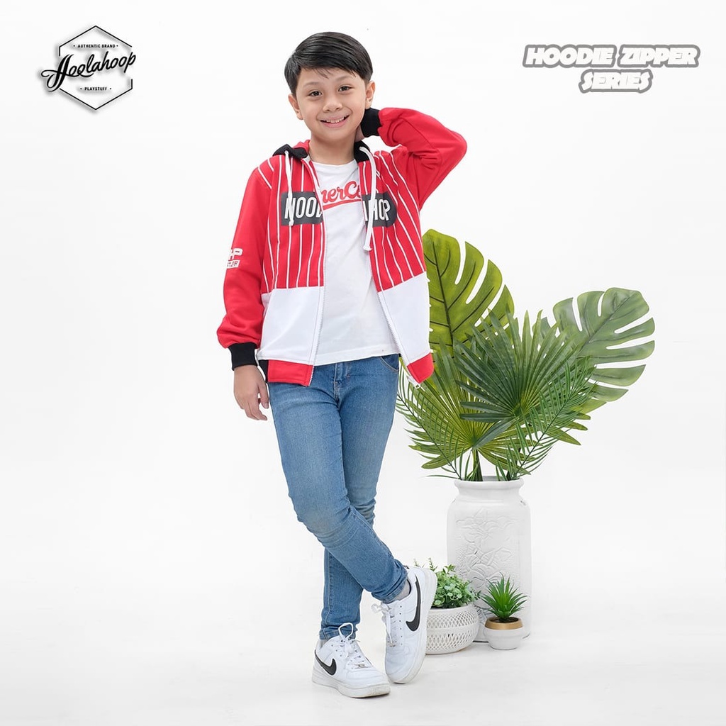 JAKET ANAK HOODIE ZIPPER UNISEX USIA 4-12 TAHUN