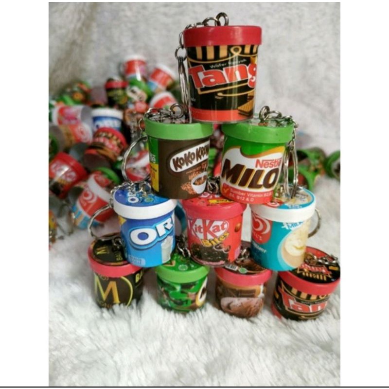 gantungan kunci miniatur es krim cup