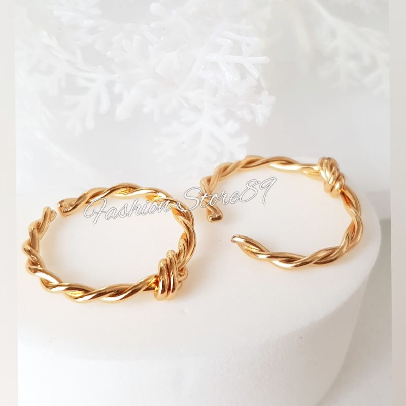 Cincin Flexibel Perhiasan impor Fashion Lapis emas 18k Cincin dewasa free size Fashion