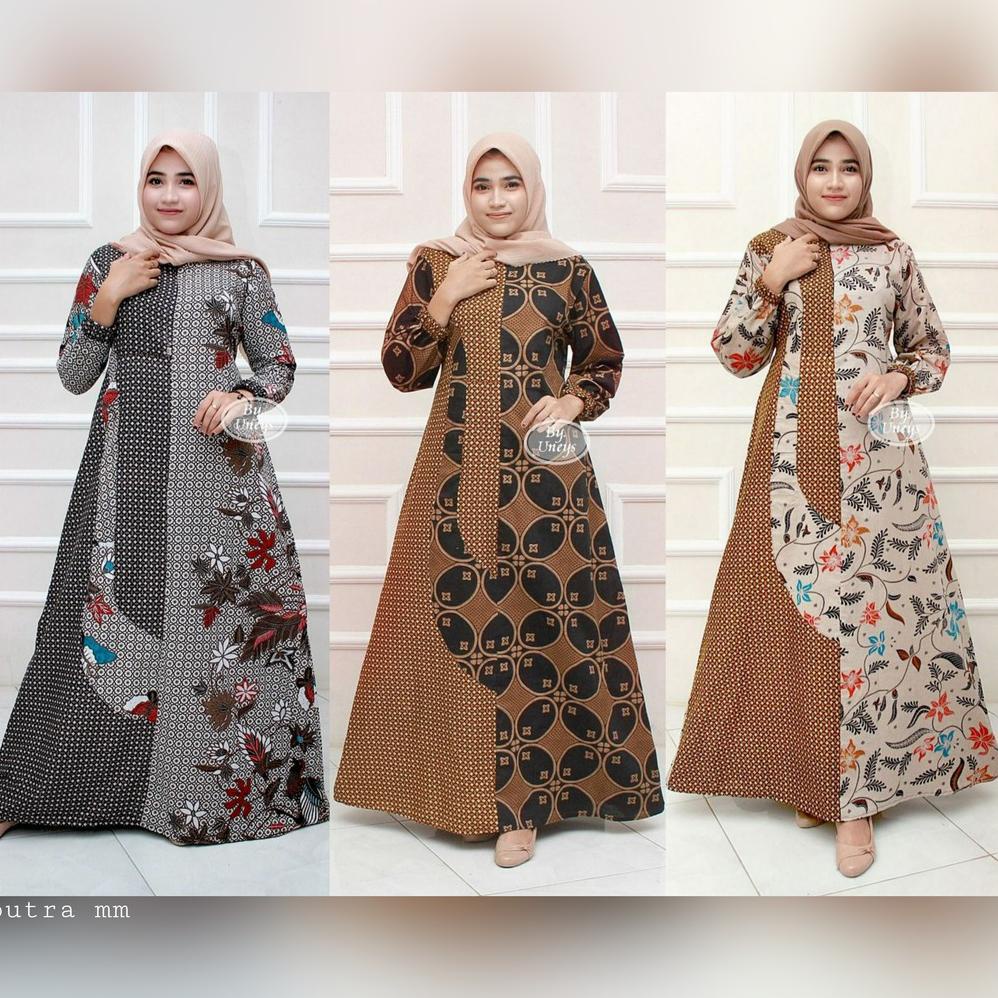 [PROMO CAS92] Gamis batik kombinasi wanita , bermacam warna corak, all size dan jumbo, Putra mm Model Terkini
