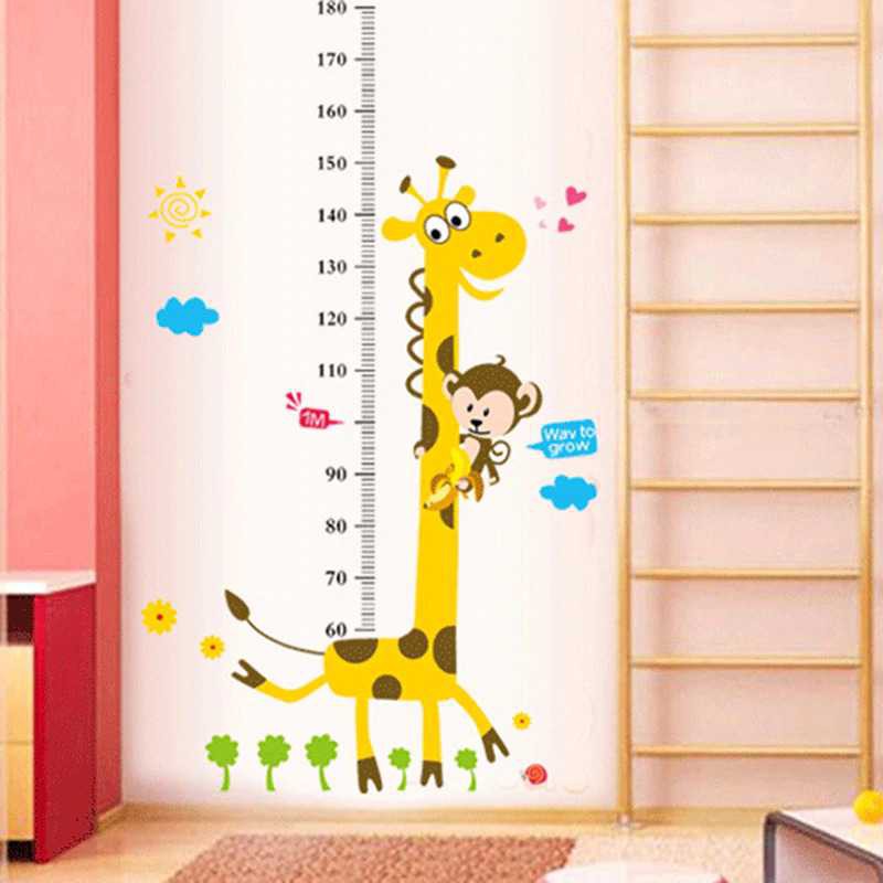 NieNie Sticker Wallpaper Dinding Cartoon Giraffe Ruler 50x70cm - CZ64