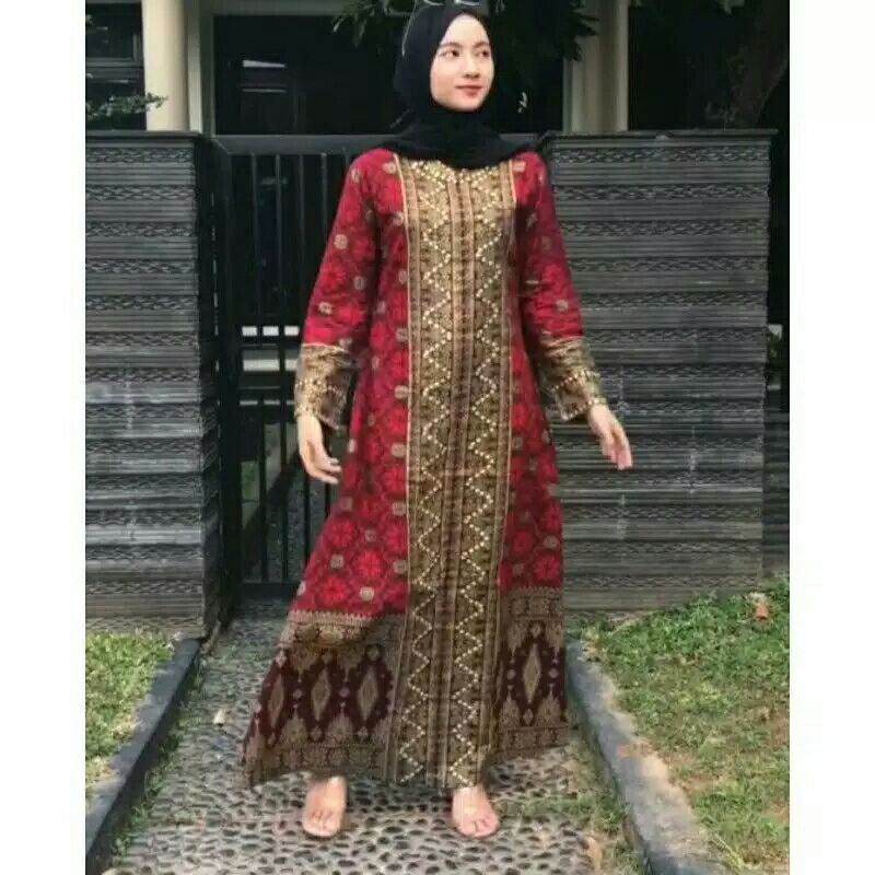 gamis panjang songket Palembang