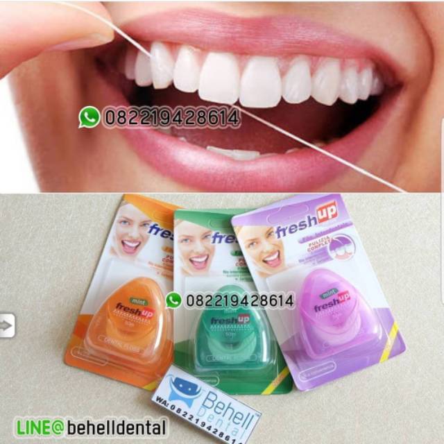 DENTAL FLOSS ESSENTIAL GULUNGAN 50m 50 meter MINT FRESH UP . BENANG GIGI ESENTIAL BOX FRESHUP . SIKAT SELA CELAH BEHEL ORTHO KAWAT ROLL - Penghilang Sisa Makanan Di Gusi . Anti bau mulut dan Pembersih plak Behelldental ORIGINAL