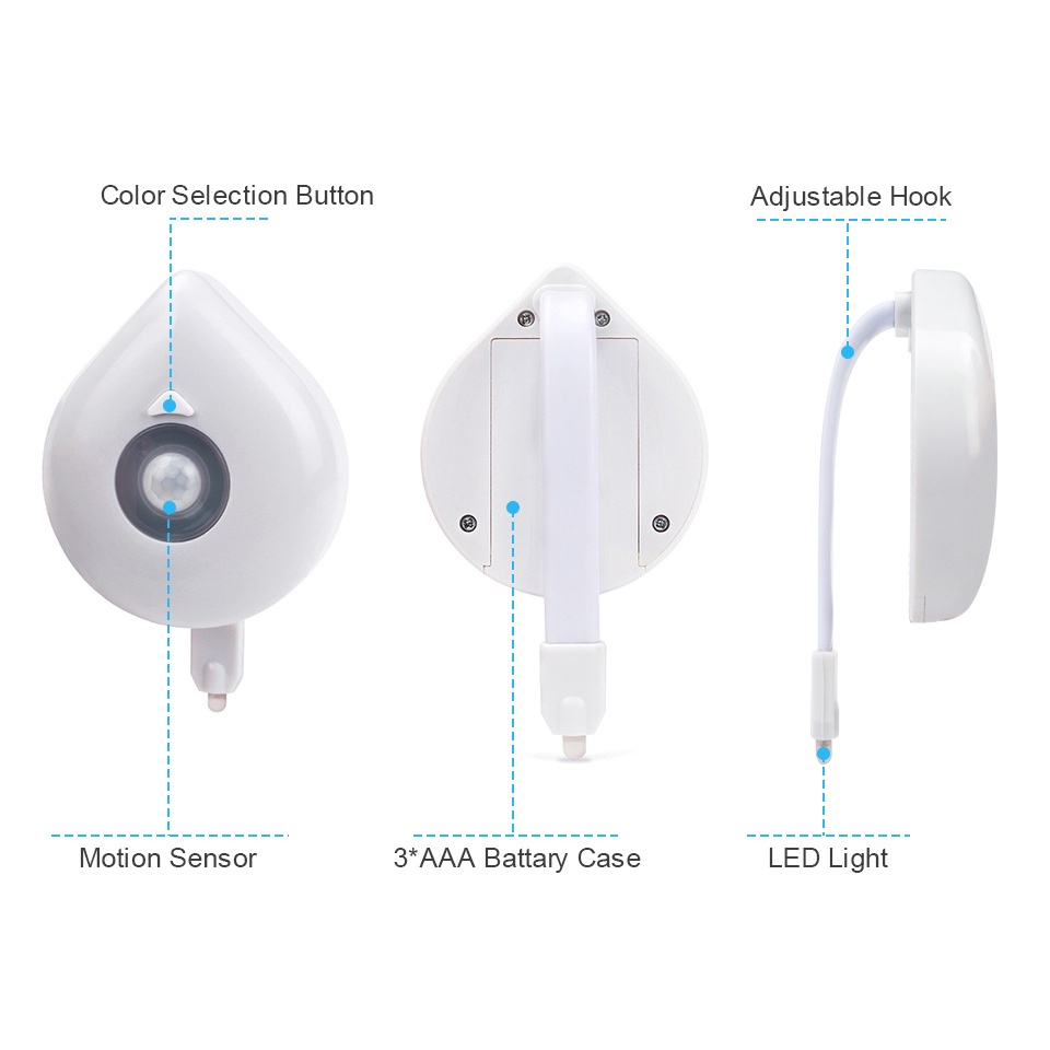 Lampu Sensor Lampu Otomatis Sensor Gerak RGB Toilet 8 Warna