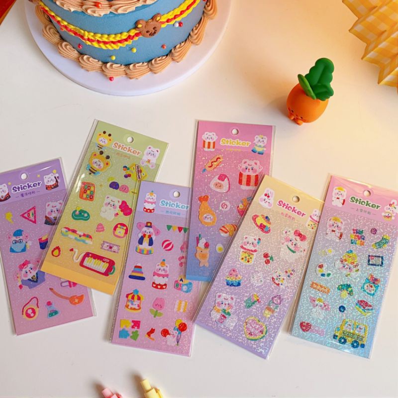 

2lembar stiker pet poppy cartoon cute ins stiker kartun lucu
