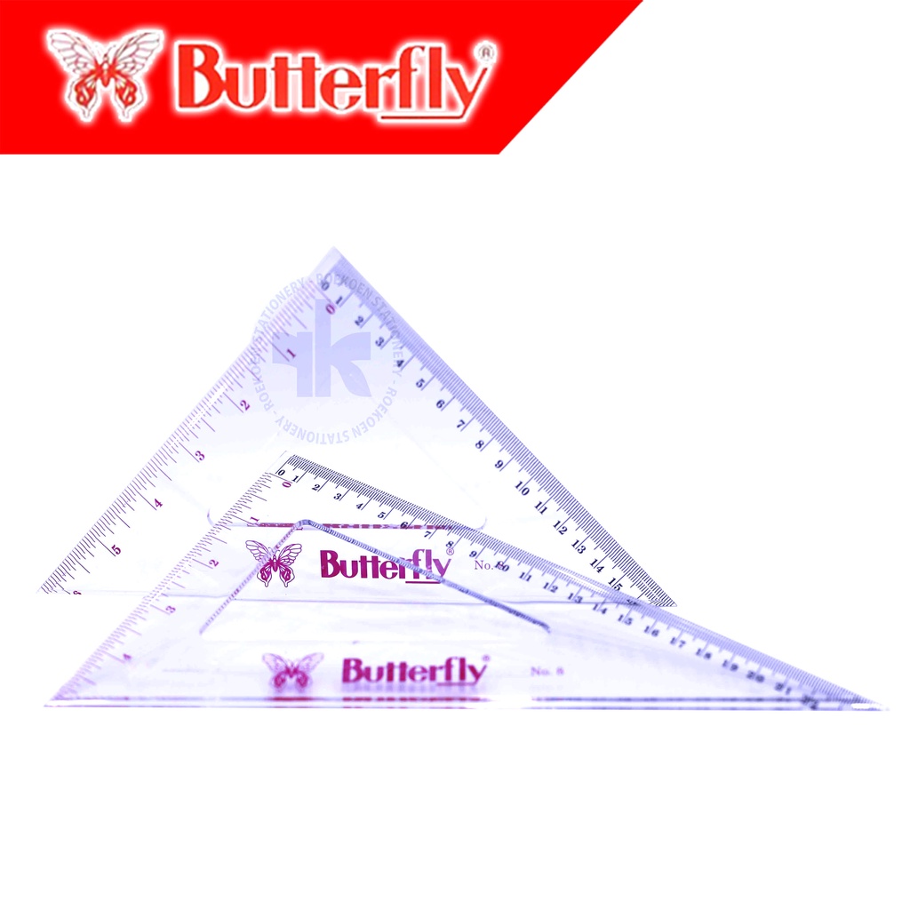 

Butterfly Triangle Ruler Penggaris Segitiga Mika BT-No. 8 (23cm x 5" + 16cm x 6")