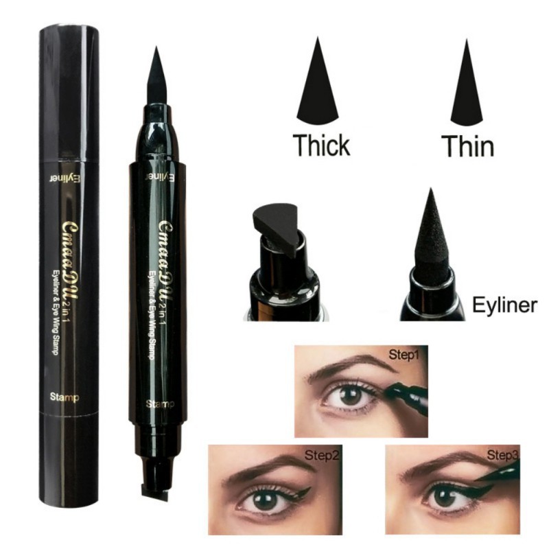 COD CMAADU Eyeliner Stamp 2 Sisi Cepat Kering Warna Hitam