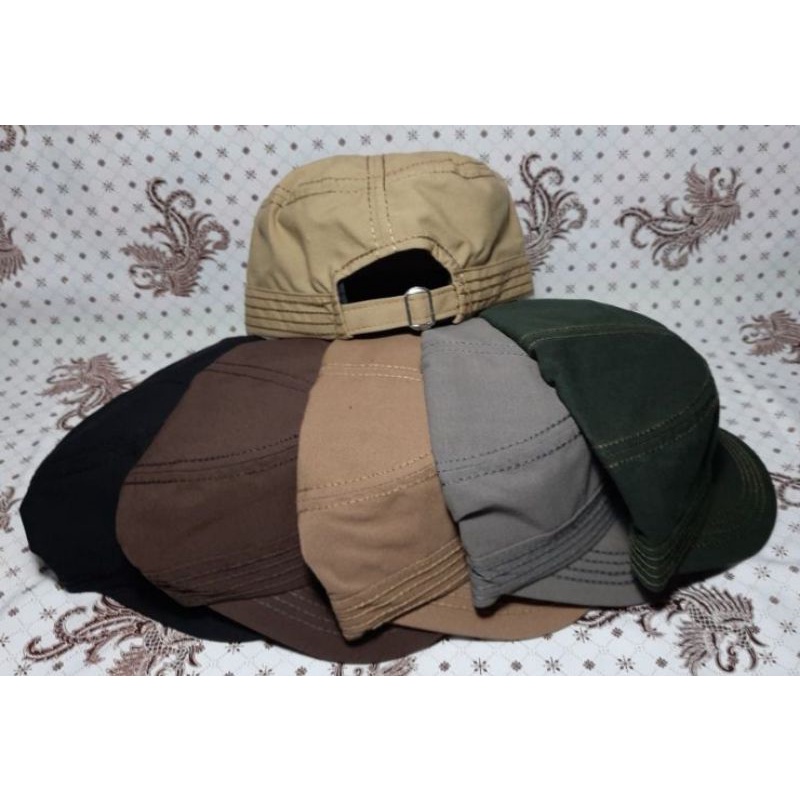 Topi Komando Kanvas Army Polos Warna