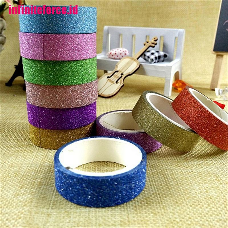 10pcs Glitter Washi Sticky Paper Masking Adhesive Tape Label DIY Craft Decorative