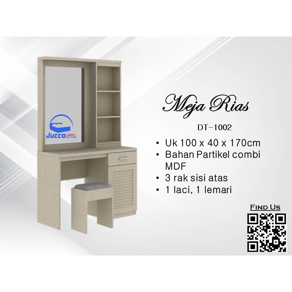 Meja Rias Minimalis uk 100x40x170 - Meja Rias Murah Jumbo - Tiolet Cantik DT1002 - Medan