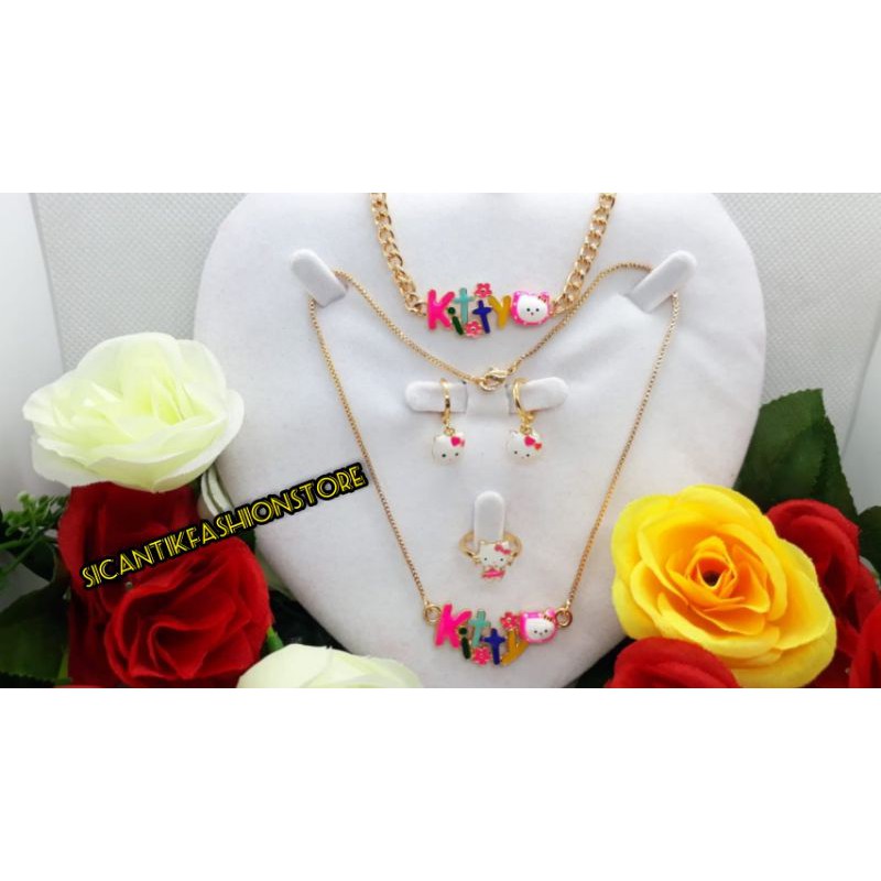 (PROMO) KALUNG TITANIUM ANAK-ANAK SATU PAKET /ANTING/GELANG/KALUNG/CINCIN/ANTI KARAT