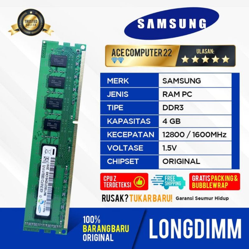 SAMSUNG LONGDIMM DDR3 4GB PC 12800