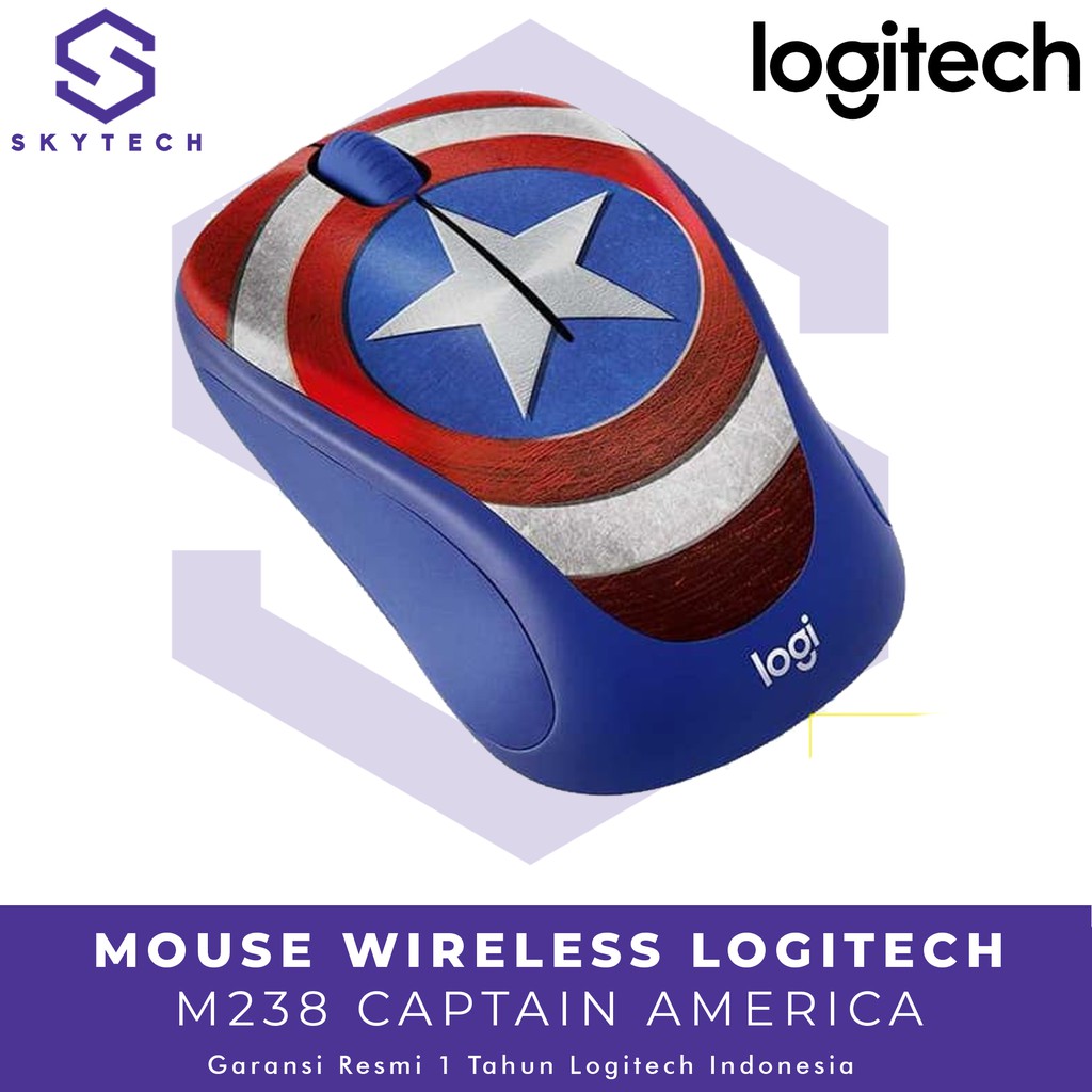 MOUSE WIRELESS M238 CAPTAIN AMERICA ORIGINAL GARANSI RESMI