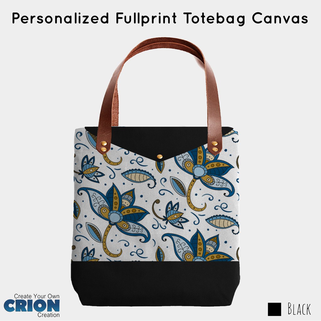 Personalized Fullprint Totebag Canvas - Batik Floral - By Crion