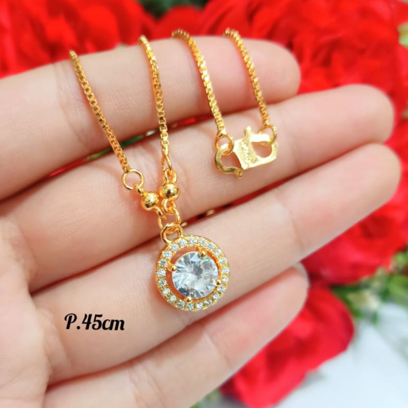 TITANIUM Perhiasan wanita elegan 1 set permata full zircon anti karat