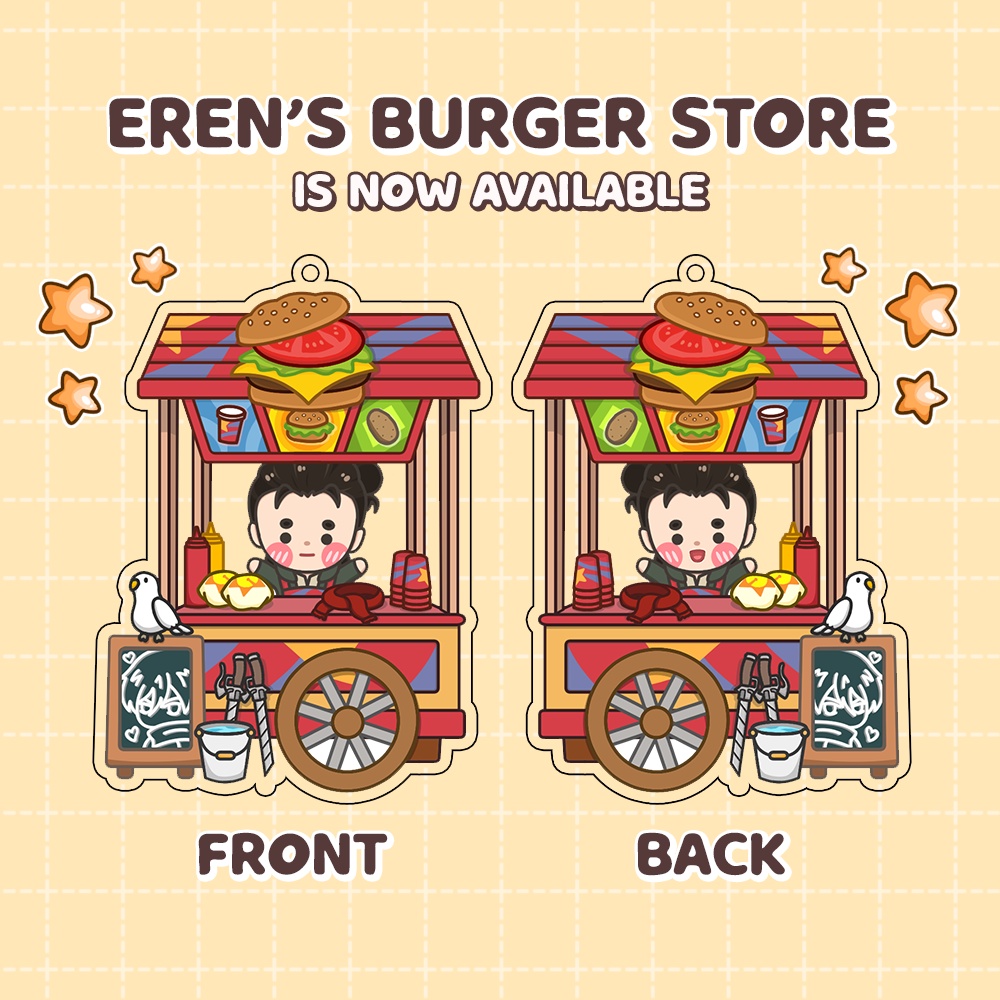 Eren's Burger Shop Gantungan Kunci Acrylic Keychain - Attack on Titan Anime (Bakawears)