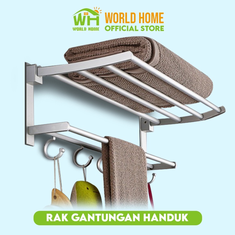 Rak Gantung Handuk Shampoo Sabun Stainless Rak Kamar Mandi Toilet Nempel Dinding