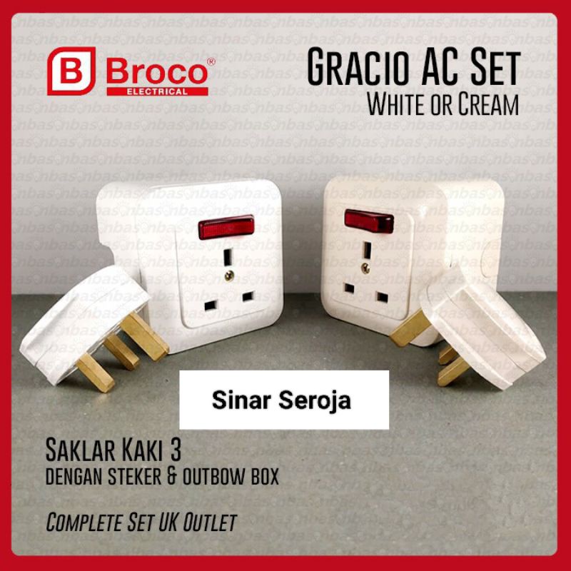 BROCO Gracio BSI AC Socket SET OB | Colokan AC | Cream