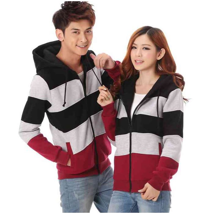 NL Couple Jaket Winter Hitam pakai rib LO  Couple Jaket Babyterry Abu Limited