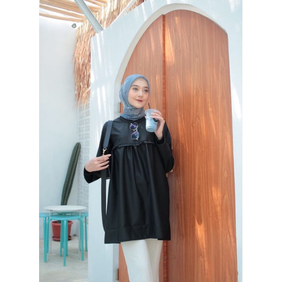 Baju blouse wanita lengan panjang katun toyobo Atalia Tunik