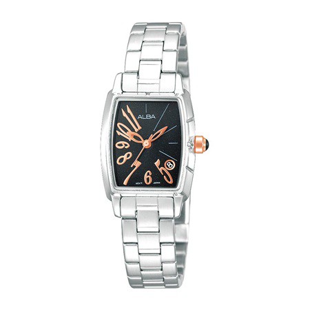 Alba Ladies AH7233X1 Rectangle Kotak Rosegold Hitam Jam Tangan Wanita Original AH7233 Stainless