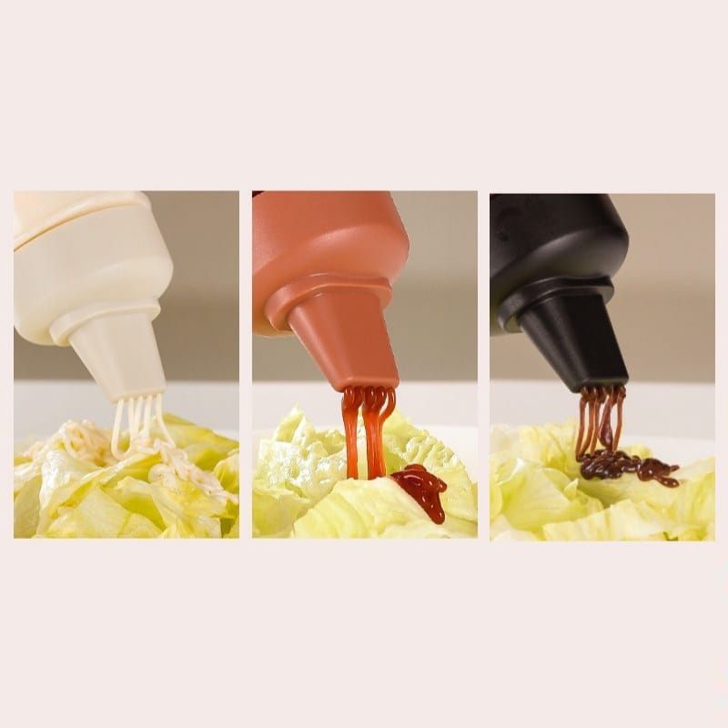 Bundara.id Pr-593 (Bahan tebal) Perlengkapan dapur Botol Dispenser Saos Cuka Minyak Mayonaise 3 Lubang 280ml