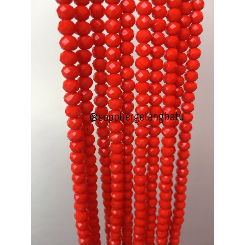 Crystal Ceko Doff 6mm ORANGE Oren Bahan Gelang Kalung Craft DIY Craft supplier grosir beads craft