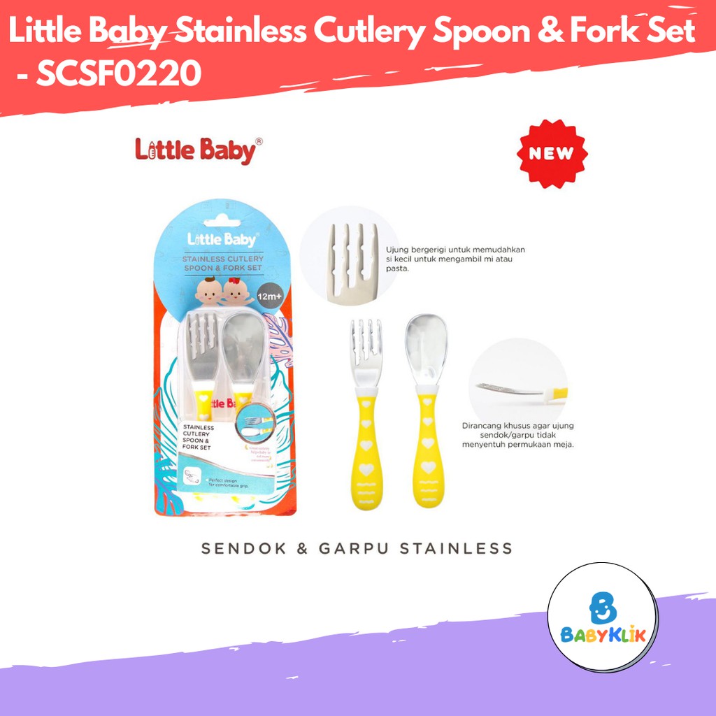 Little Baby Stainless Cutlery Spoon &amp; Fork Set With Case Sendok Garpu Anak SCSF0220