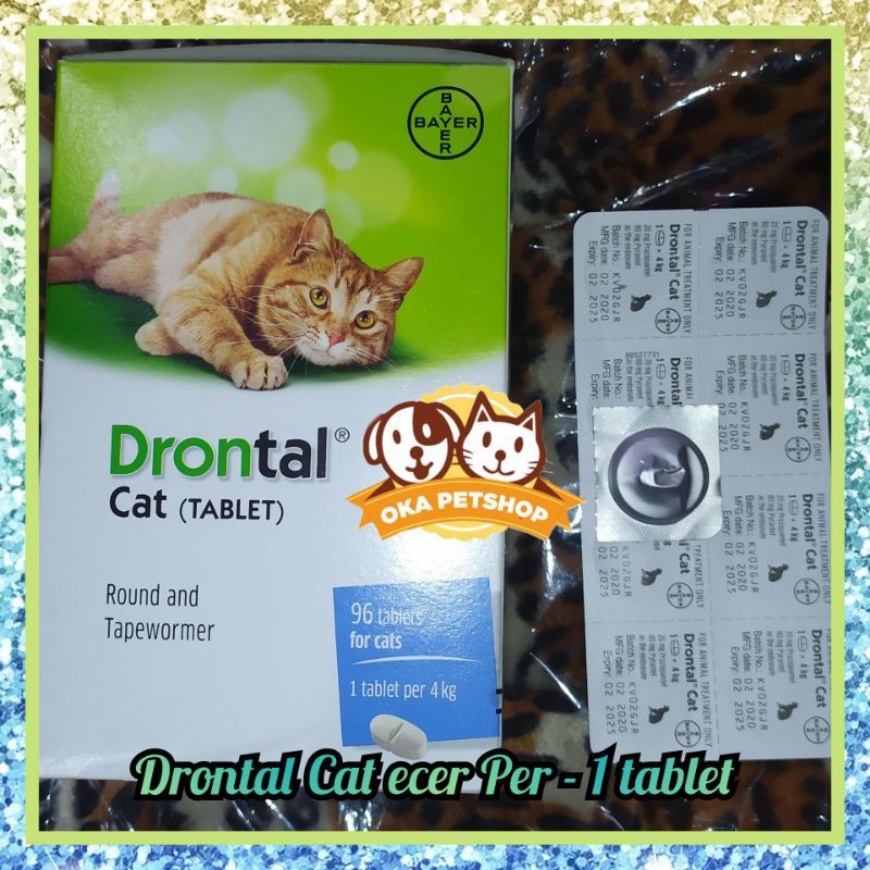 DRONTAL CAT ecer 1 tablet - obat cacing untuk kucing