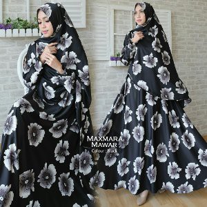 MUSLIM GAMIS SYARI MOTIF BUNGA MAWAR MAXI DRESS JUMBO WANITA MUSLIM WANITA MURAH WANITA PARTY DRESS