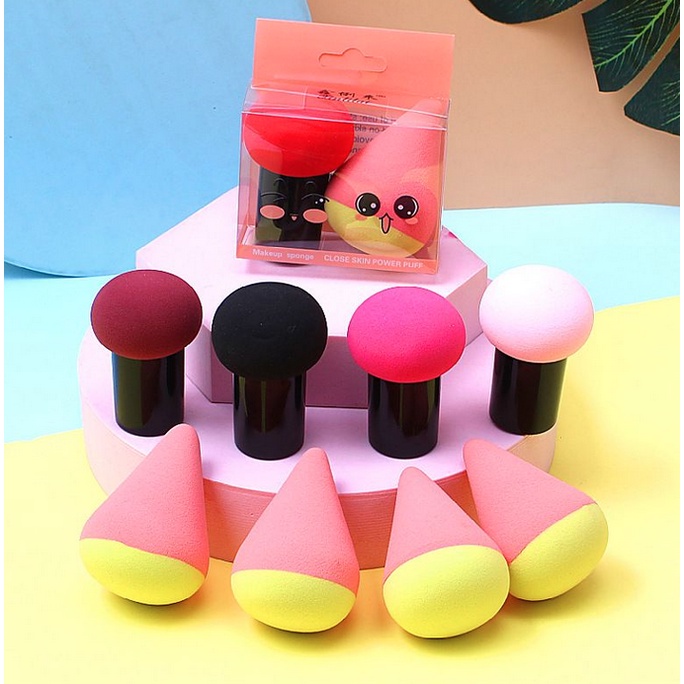 A61 BEAUTY BLEND + MOLD sponge make up kecantikan aksesories wajah applicator aplikator dandan murah viral termurah artist artis dandan bedak foundation concealer blender kecantikan pastel pink biru ungu orange peach kuning biru