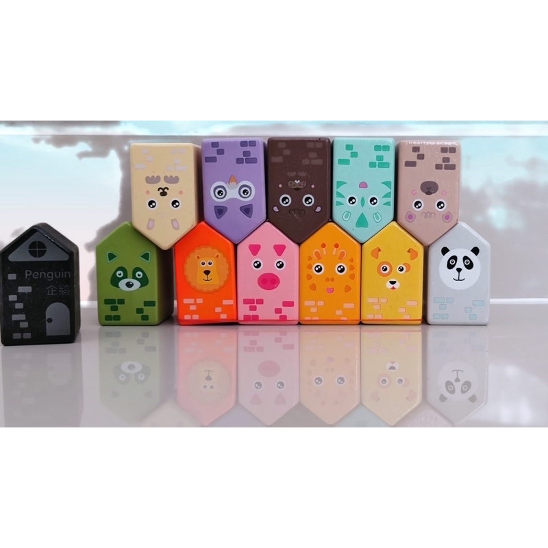 creative town colorful wooden blocks balok warna warni