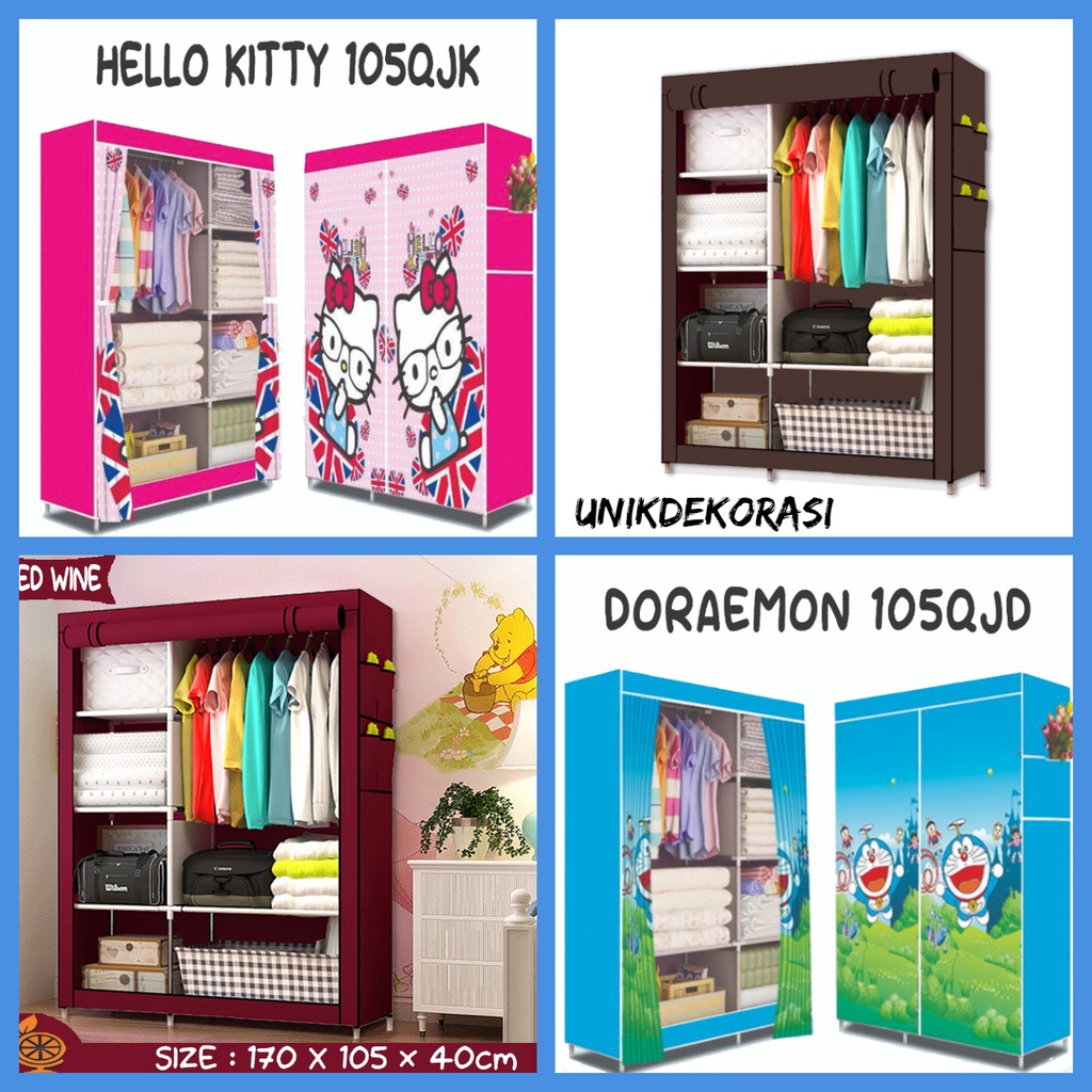 Lemari Polos dan Karakter Lemari kain Lemari Portable Lemari Gantungan Serbaguna - Unikdekorasi