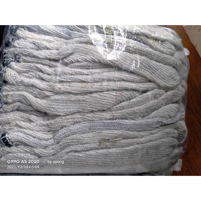 sarung tangan kain warna putih second(bekas). 12 pasang/lusin/24 pcs