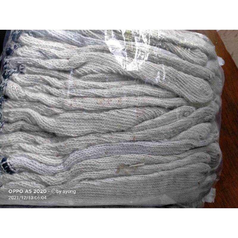 Sarung tangan kain warna putih second(bekas). 12 pasang/lusin/24 pcs