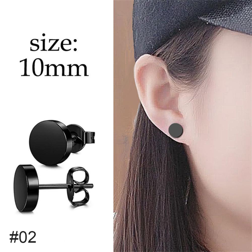 Timekey Anting Tusuk Stainless Steel Warna Hitam Untuk Wanita I3S7