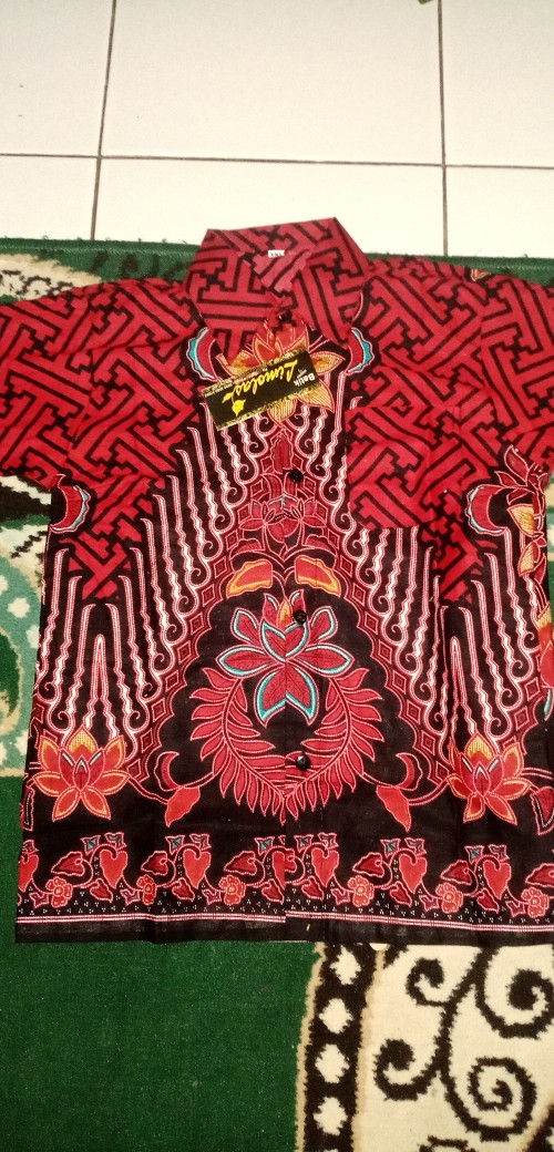 Batik Couple Keluarga Sania Ruffle Ori Ndoro Jowi Dnt Motif Bata Merah