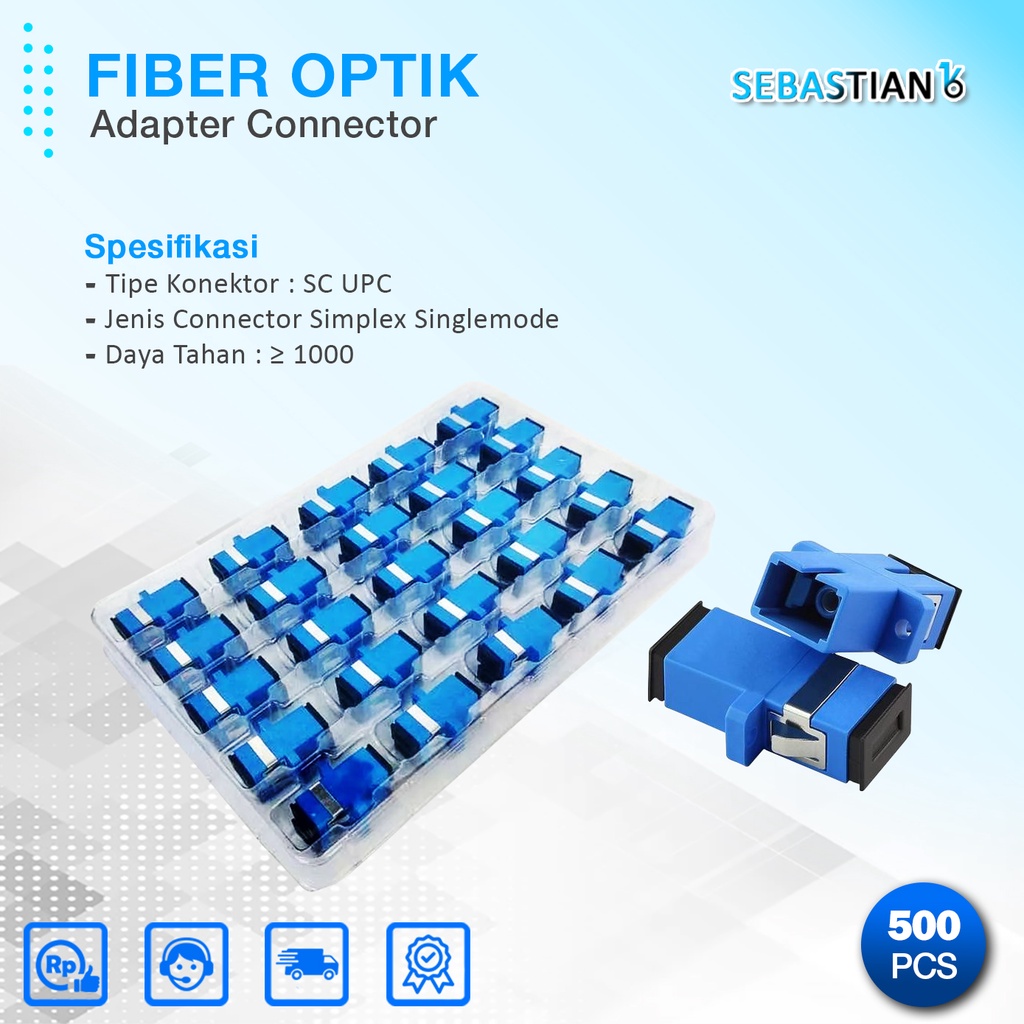 [𝗛𝗶𝗴𝗵 𝗤𝘂𝗮𝗹𝗶𝘁𝘆] Adapter SC UPC Fiber Optic Connector Fiber Optik 500pcs Sambungan Kabel FO / Barel Fi