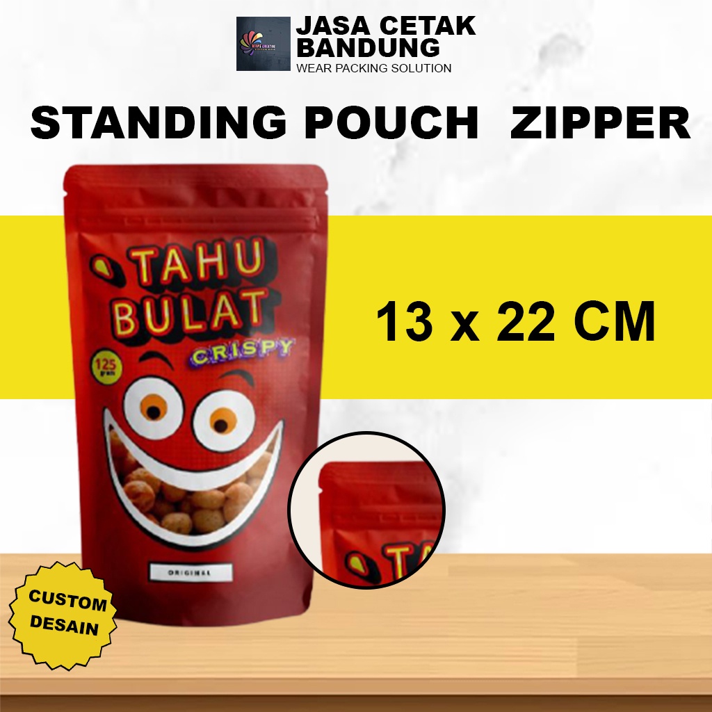 

KEMASAN CUSTOM STANDING POUCH + ZIPPER UKURAN 13X22