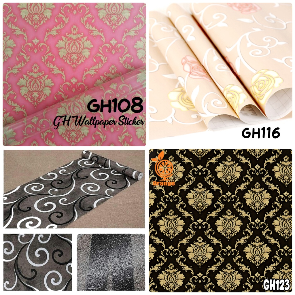 Stiker dinding Wallpaper Stiker GH Wallpaper ruangan Aestetic Premium Quality motif batik 45cm x 9mtr - Unikdekorasi