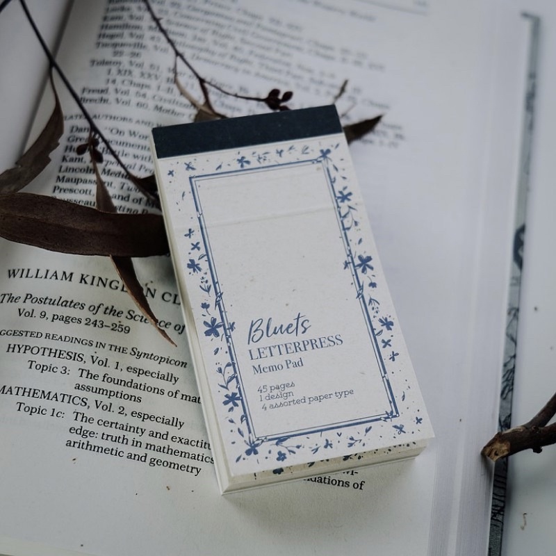 

[Sample] Meow Illustration Bluets Letterpress Memo Pad 4lbr