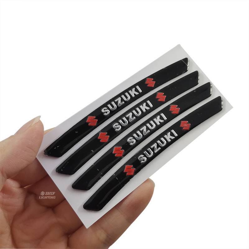 4 x Aluminum SUZUKI Letter Logo Car Auto Wheel Tire Decorative Emblem Badge Sticker Decal SUZUKI