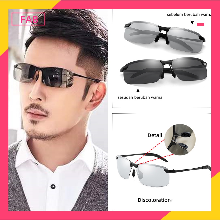 Kacamata Polarized Photochromic Pria Kacamata Anti Silau Siang Malam