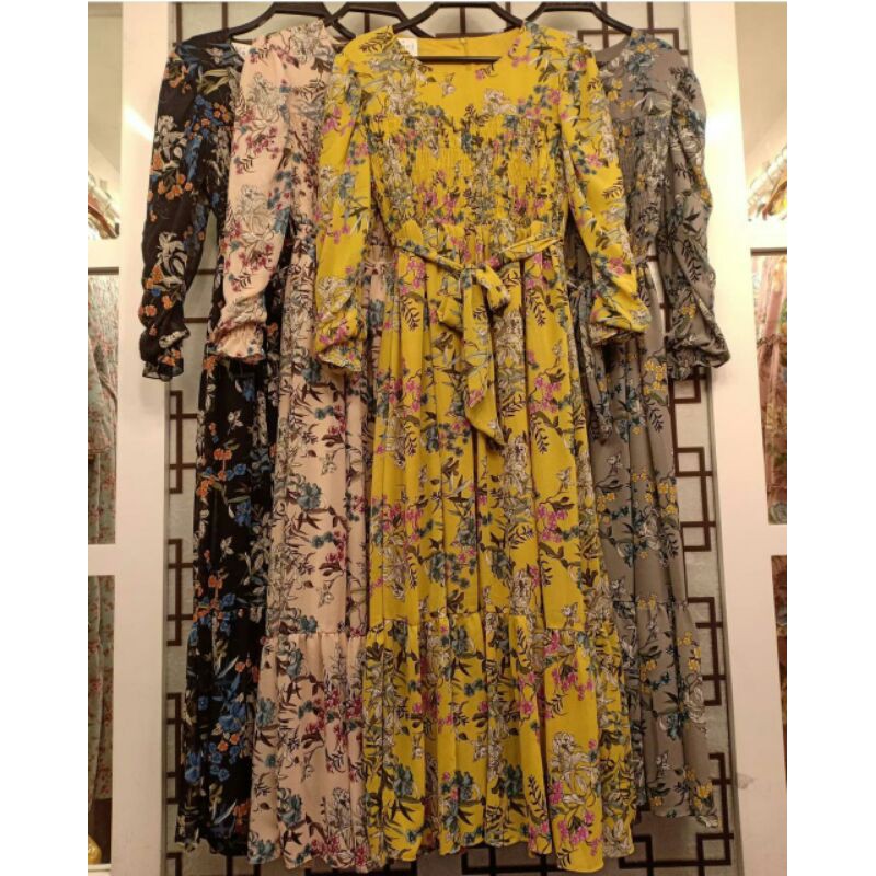 Maxi yuna gamis flower ceruty premium 1642-E
