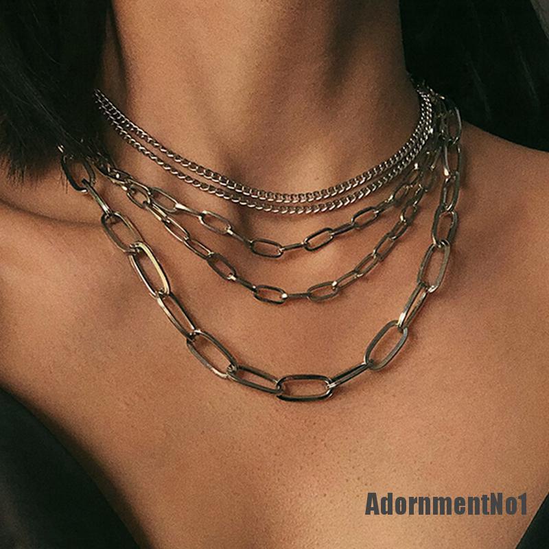 (Adornmentno1) Kalung Rantai Banyak Lapis Bahan Alloy Untuk Wanita