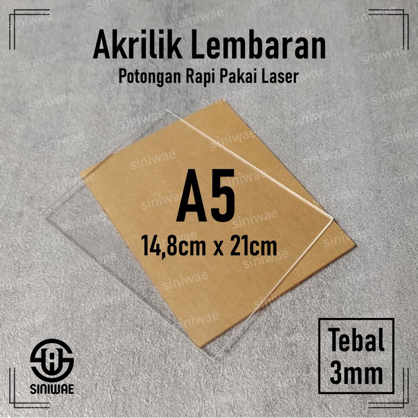 Akrilik Lembarn Mika A5 3mm Bening Transparan Acrylic 3 mm Warna Hitam Putih Merah Kuning Hijau Biru