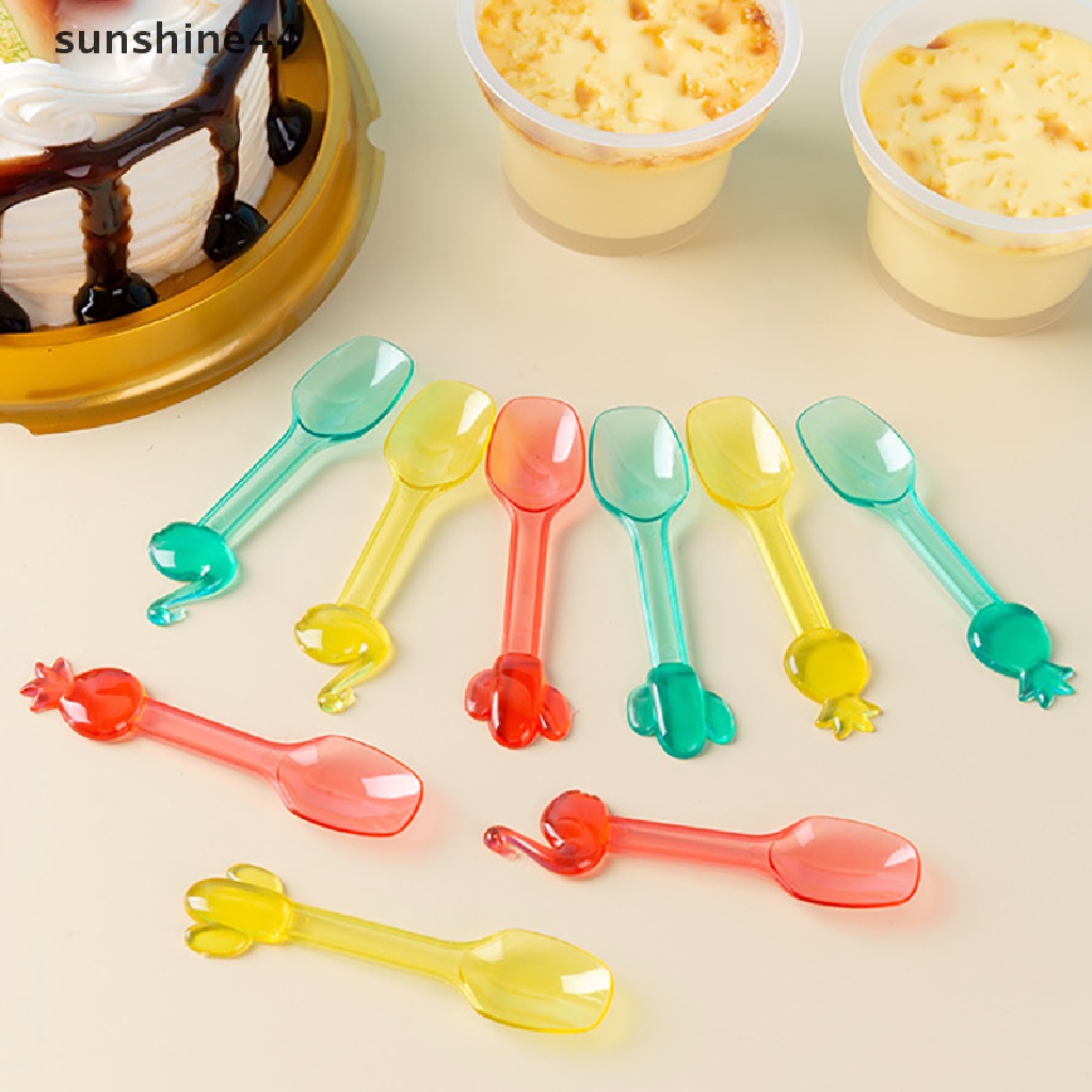 Sunshine 9Pcs Sendok Es Krim / Buah / Kue / dessert Mini Lucu Untuk Piknik