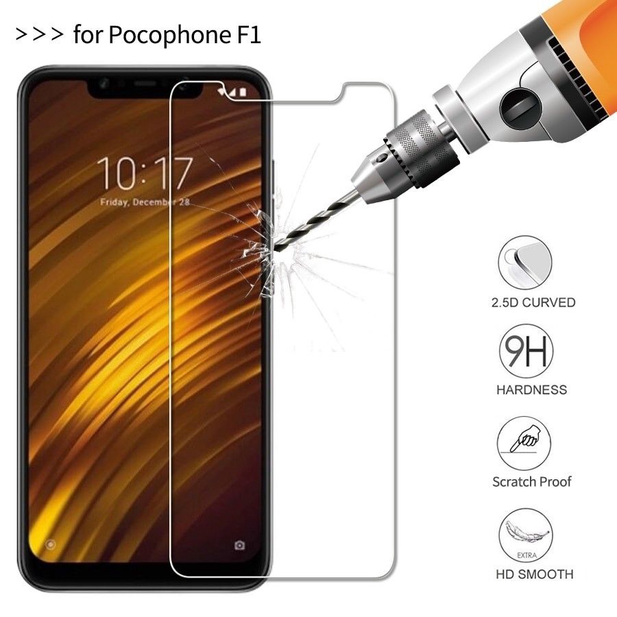 Casing Soft Case TPU Gel Silikon Transparan + Tempered Glass untuk Xiaomi pocophone F1
