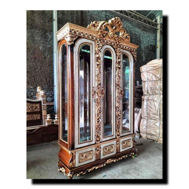 LEMARI HIAS 3 PINTU LEMARI HIAS UKIR JATI JEPARA BIFET HIAS