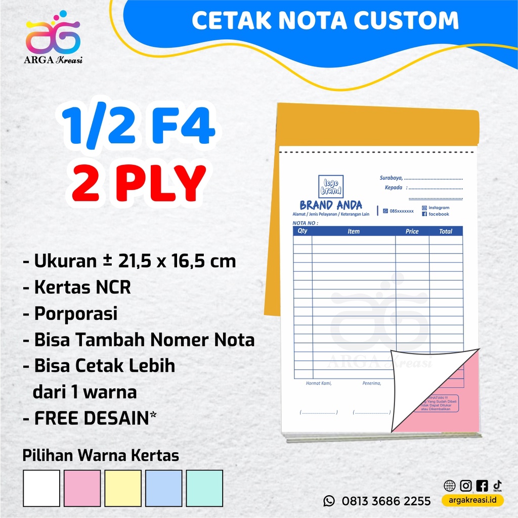 Jual Cetak Nota 2 Ply Custom 12 F4 A5 Ncr Bon Buku Surat Jalan Tanda Terima Shopee Indonesia 2431